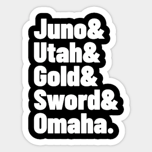 WWII History D-Day Beaches Juno Utah Gold Sword Omaha Sticker